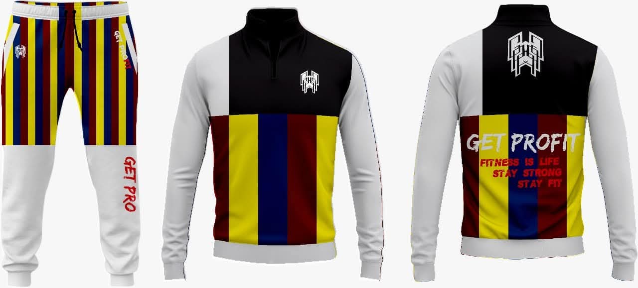 Get Pro Fit Sweatshirts White and black Plus Trouser