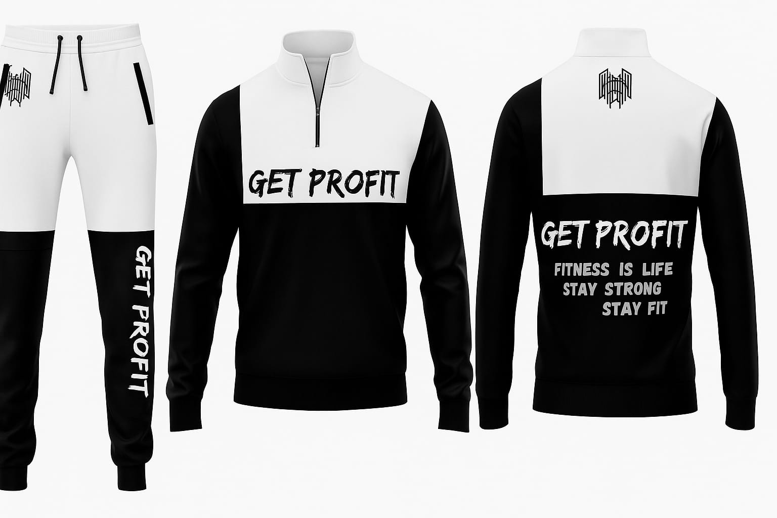 Premium Quality Get Pro Fit Sweatshirts White and Black